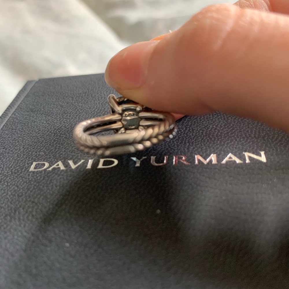 David Yurman Blue Topaz Sterling Cable Ring - Picture 4 of 5